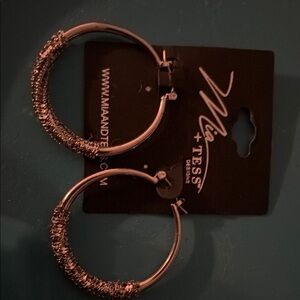 Mia + Tess Textured Silver Hoop Earrings